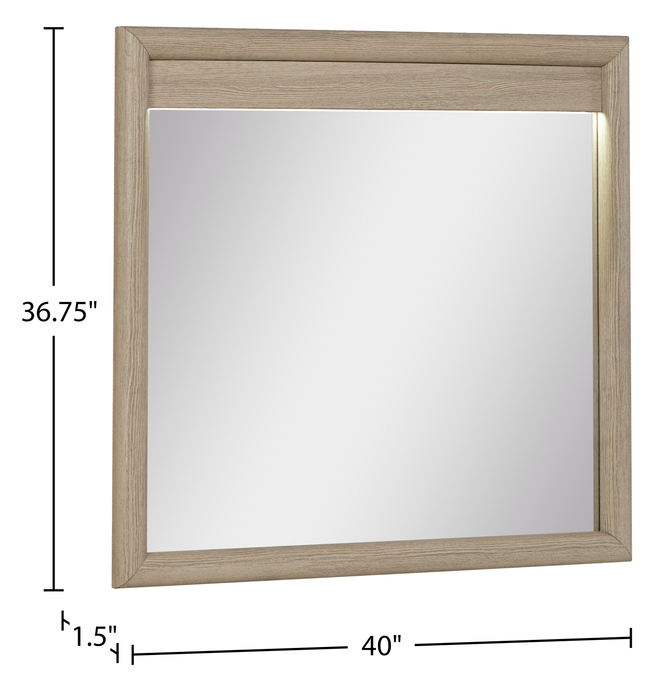 Miroir de commode de chambre à coucher Rocco - brun clair 