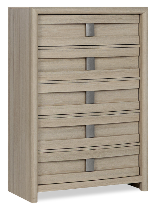Commode verticale de chambre à coucher Rocco de 36 po (L) x 52 po (H) à 5 tiroirs - brun clair