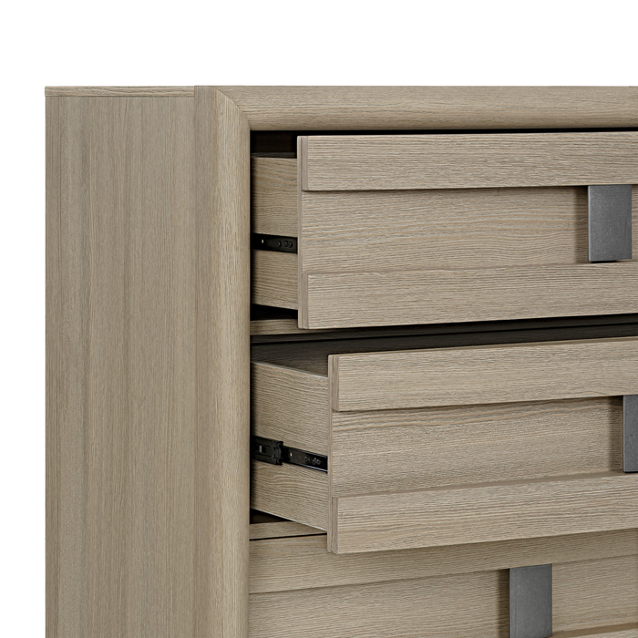 Commode verticale de chambre à coucher Rocco de 36 po (L) x 52 po (H) à 5 tiroirs - brun clair