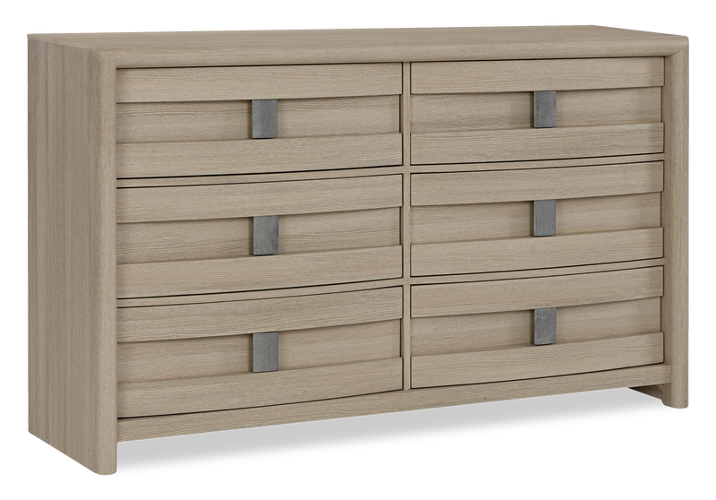 Commode de chambre à coucher Rocco de 62 po (L) x 37 po (H) à 6 tiroirs - brun clair