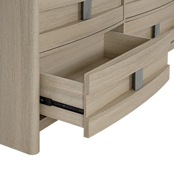 Commode de chambre à coucher Rocco de 62 po (L) x 37 po (H) à 6 tiroirs - brun clair