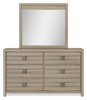 Rocco 5pc Bedroom Set with LED Lit Storage Bed, Dresser & Mirror, Light Brown - Queen Size | Ensemble de chambre à coucher Rocco 5 pièces avec lit de rangement illuminé à DEL, commode et miroir, brun clair - format grand lit