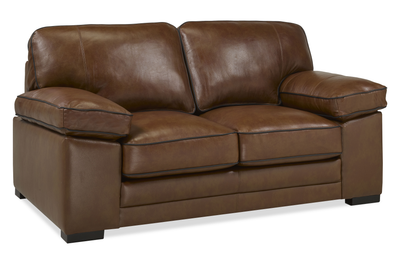 Rodeo 67” Top-Grain Genuine Leather Loveseat with Removable Cushions – Chestnut | Causeuse Rodeo de 67 po en cuir véritable de qualité supérieure avec coussins amovibles - marron