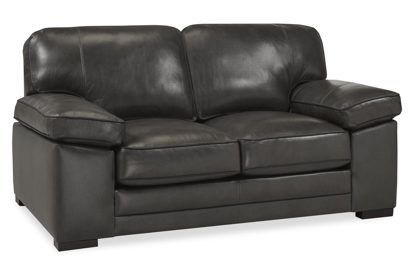 Causeuse Rodeo de 67 po en cuir véritable de qualité supérieure avec coussins amovibles - anthracite