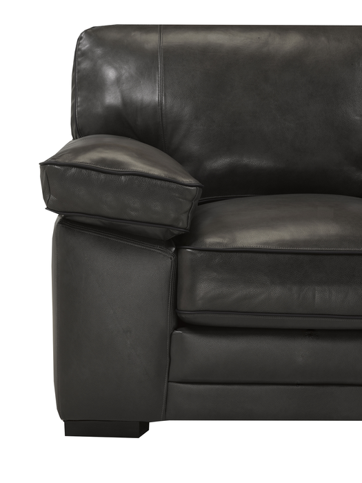 Causeuse Rodeo de 67 po en cuir véritable de qualité supérieure avec coussins amovibles - anthracite
