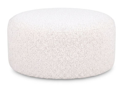 Made in Canada Customizable Sofa Lab Round 38" Fabric Ottoman – Teddy Snow | Pouf courbé personnalisable de Sofa Lab de 38 po fabriqué au Canada en tissu - Teddy Snow
