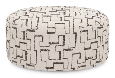 Made in Canada Customizable Sofa Lab Round 38" Fabric Ottoman – Tar Accent Fabric | Pouf courbé personnalisable de Sofa Lab de 38 po fabriqué au Canada en tissu - tissu décoratif Tar