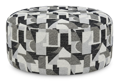 Made in Canada Customizable Sofa Lab Round 38" Fabric Ottoman – Onyx Accent Fabric | Pouf courbé personnalisable de Sofa Lab de 38 po fabriqué au Canada en tissu - tissu décoratif Onyx