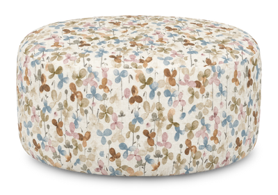 Made in Canada Customizable Sofa Lab Round 38" Fabric Ottoman – Rose Accent Fabric | Pouf courbé personnalisable de Sofa Lab de 38 po fabriqué au Canada en tissu - tissu décoratif Rose