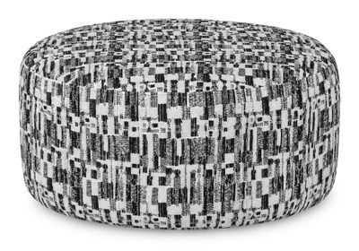 Made in Canada Customizable Sofa Lab Round 38" Fabric Ottoman – Noir Accent Fabric | Pouf courbé personnalisable de Sofa Lab de 38 po fabriqué au Canada en tissu - tissu décoratif Noir