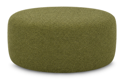 Made in Canada Customizable Sofa Lab Round 38" Fabric Ottoman – Chenille Moss | Pouf courbé personnalisable de Sofa Lab de 38 po fabriqué au Canada en tissu - Chenille Moss