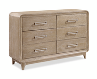Commode de chambre à coucher Sasha de 62 po (L) x 38 po (H) à 6 tiroirs - brun chêne naturel