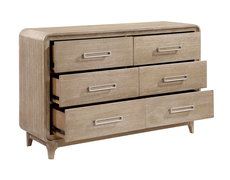 Commode de chambre à coucher Sasha de 62 po (L) x 38 po (H) à 6 tiroirs - brun chêne naturel