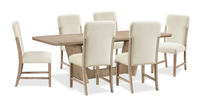 Ensemble de salle à manger Austin 5 pièces avec table, rallonge de 82 po à 94 po (L) et 7 chaises - taupe et brun chêne naturel