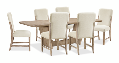 Austin 7pc Extension Dining Set with Table & 6 Chairs, 82-94"W - Taupe & Natural Oak Brown | Ensemble de salle à manger Austin 5 pièces avec table, rallonge de 82 po à 94 po (L) et 7 chaises - taupe et brun chêne naturel