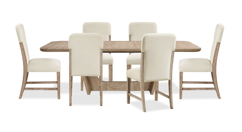 Ensemble de salle à manger Austin 5 pièces avec table, rallonge de 82 po à 94 po (L) et 7 chaises - taupe et brun chêne naturel