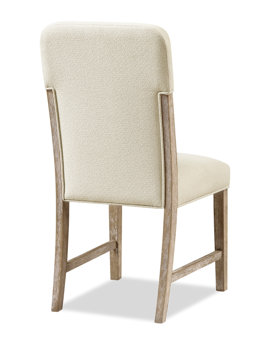 Chaise de salle à manger Sasha en tissu de chenille - taupe et brun chêne naturel