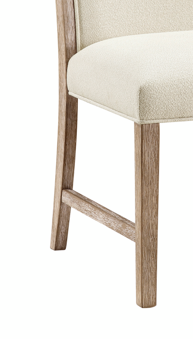 Chaise de salle à manger Sasha en tissu de chenille - taupe et brun chêne naturel