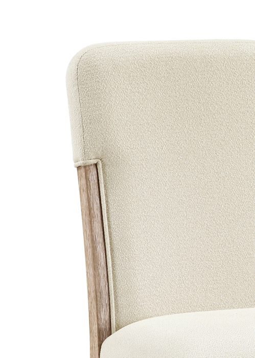 Chaise de salle à manger Sasha en tissu de chenille - taupe et brun chêne naturel