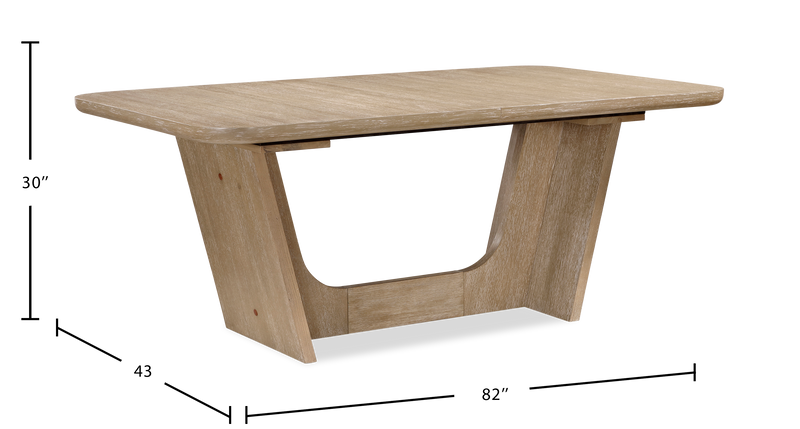 Ensemble de salle à manger Austin 5 pièces avec table, rallonge de 82 po à 94 po (L) et 7 chaises - taupe et brun chêne naturel