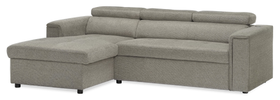 Savvy 2-Piece Linen-Look Fabric Left-Hand Sectional - Grey | Sofa sectionnel Savvy 2 pièces en tissu d'apparence lin - gris