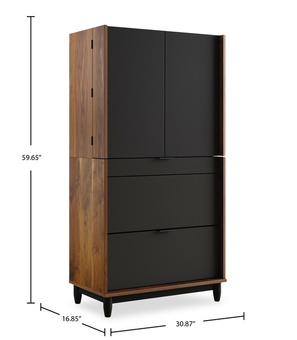 Bureau d’ordinateur Sedgwick de 30,87 po à 2 portes avec armoire et système de gestion des câbles - noyer majestueux