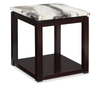Sicily 22" Traditional End Table with Shelf -  Dark Brown Base with Cream Marble Look Top | Table de bout traditionnelle Sicily de 22 po avec tablette - Espresso foncé avec dessus en imitation de marbre