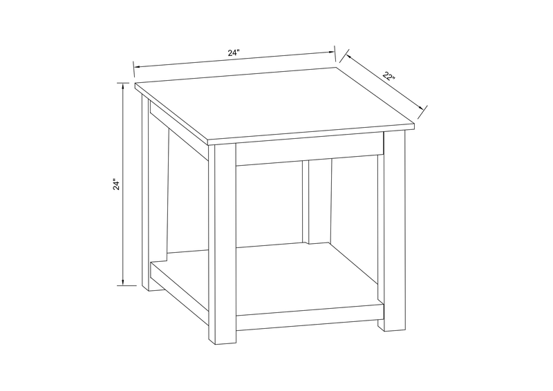Table de bout traditionnelle Sicily de 22 po avec tablette - base brun foncé avec en imitation de marbre crème