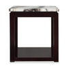 Sicily 22" Traditional End Table with Shelf -  Dark Brown Base with Cream Marble Look Top | Table de bout traditionnelle Sicily de 22 po avec tablette - Espresso foncé avec dessus en imitation de marbre