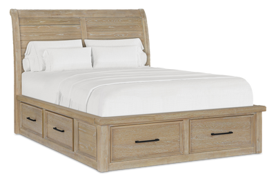 Sonoma Platform Storage Bed with Headboard & Frame, Light Brown - King Size | Lit plateforme de rangement Sonoma avec tête de lit et cadre de lit, brun clair - format très grand lit