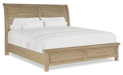 Sonoma Panel Bed with Headboard & Frame, Light Brown - King Size | Lit à panneau Sonoma avec tête de lit et cadre, brun clair - format très grand lit