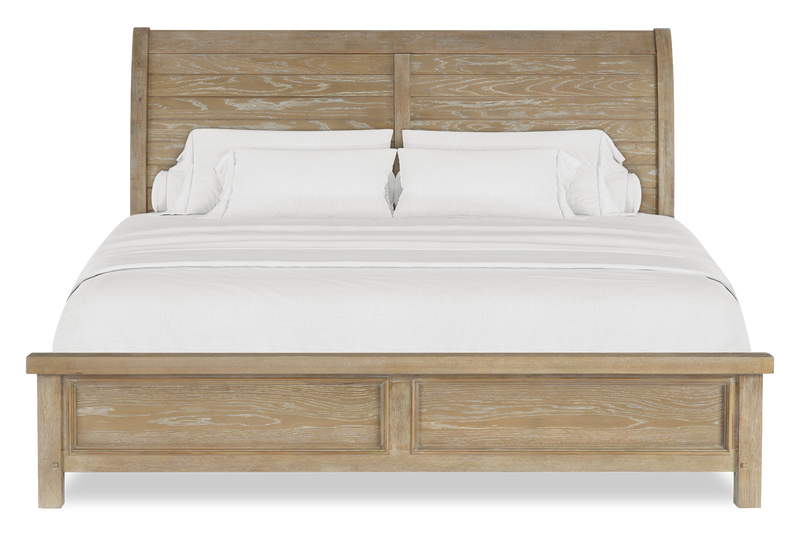Ensemble de chambre à coucher Sonoma 5 pièces avec lit, commode et miroir, brun clair - format très grand lit