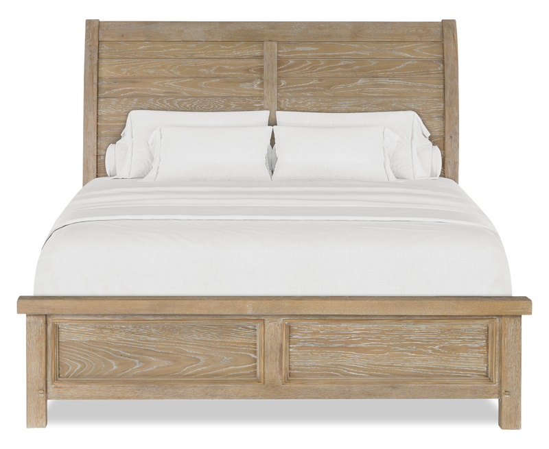 Ensemble de chambre à coucher Sonoma 5 pièces avec lit, commode et miroir, brun clair - format grand lit