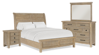 Ensemble de chambre à coucher Sonoma 6 pièces avec lit, commode, miroir et table de nuit, brun clair - format grand lit