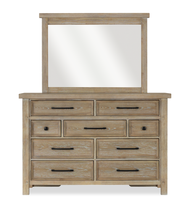Ensemble de chambre à coucher Sonoma 6 pièces avec lit, commode, miroir et table de nuit, brun clair - format grand lit