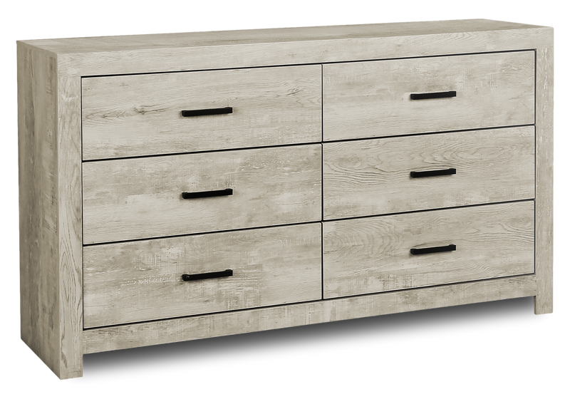 Commode de chambre à coucher Soren de 59 po (L) x 33 po (H) à 6 tiroirs - chêne blanchi