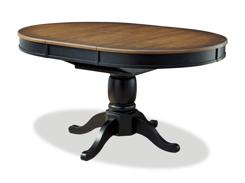 Ensemble de salle à manger Stella 5 pièces avec table ronde de 42 po à 57 po (L), rallonge papillon et 4 chaises - noir et brun