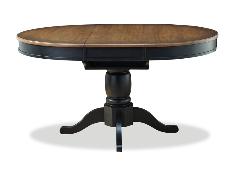 Ensemble de salle à manger Stella 5 pièces avec table ronde de 42 po à 57 po (L), rallonge papillon et 4 chaises - noir et brun