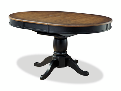 Stella Dining Table with 42-57"W Butterfly Leaf Extension, Round - Black/Brown | Table de salle à manger ronde Stella de 42 po à 57 po (L) avec rallonge papillon - noire et brune