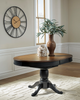Stella Dining Table with 42-57"W Butterfly Leaf Extension, Round - Black/Brown | Table de salle à manger ronde Stella de 42 po à 57 po (L) avec rallonge papillon - noire et brune