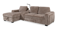  Sofa-lit sectionnel de gauche Sunset en tissu d’apparence lin avec ports USB - taupe