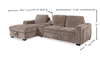 Sunset Linen-Look Fabric Left-Facing Sleeper Sectional with Storage and Built-In LED Lighting – Taupe | Sofa-lit sectionnel de gauche Sunset en tissu d’apparence lin avec ports USB - taupe