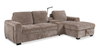 Sunset Linen-Look Fabric Right-Facing Sleeper Sectional with Storage and Built-In LED Lighting – Taupe | Sofa-lit sectionnel de droite Sunset en tissu d’apparence lin avec ports USB - taupe