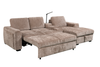 Sunset Linen-Look Fabric Right-Facing Sleeper Sectional with Storage and Built-In LED Lighting – Taupe | Sofa-lit sectionnel de droite Sunset en tissu d’apparence lin avec ports USB - taupe