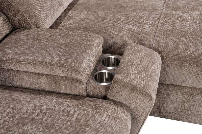 Sofa-lit sectionnel de droite Sunset en tissu d’apparence lin avec ports USB - taupe