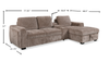 Sunset Linen-Look Fabric Right-Facing Sleeper Sectional with Storage and Built-In LED Lighting – Taupe | Sofa-lit sectionnel de droite Sunset en tissu d’apparence lin avec ports USB - taupe