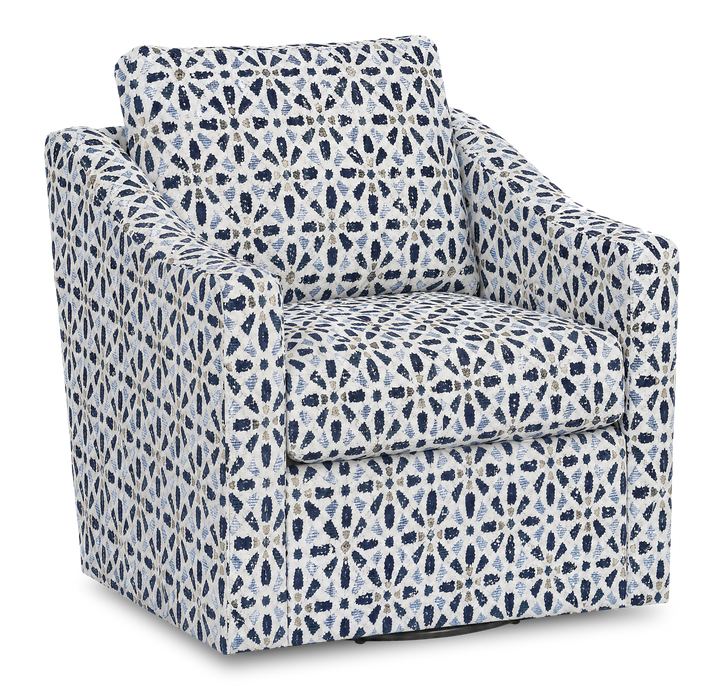 Fauteuil d’appoint pivotant personnalisable de Sofa Lab de 32 po fabriqué au Canada en tissu - tissu décoratif Indigo