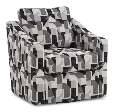 Made in Canada Sofa Lab Customizable Swivel 32" Fabric Accent Chair – Onyx Accent Fabric | Fauteuil d’appoint pivotant personnalisable de Sofa Lab de 32 po fabriqué au Canada en tissu - tissu décoratif Onyx