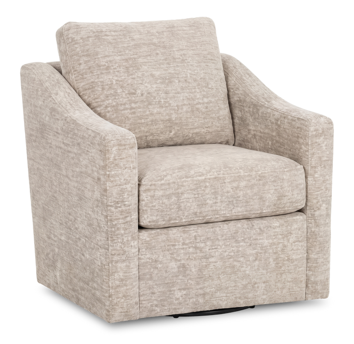 Fauteuil d’appoint pivotant personnalisable de Sofa Lab de 32 po fabriqué au Canada en tissu - Plush Parchment