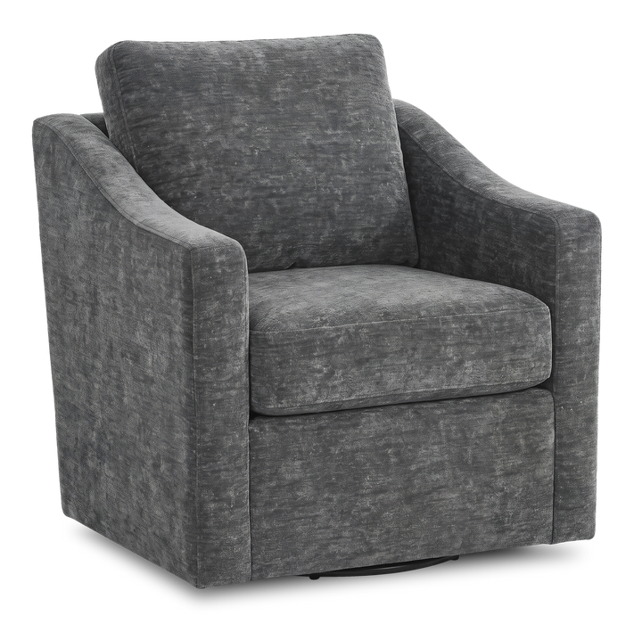 Fauteuil d’appoint pivotant personnalisable de Sofa Lab de 32 po fabriqué au Canada en tissu - Plush Charcoal